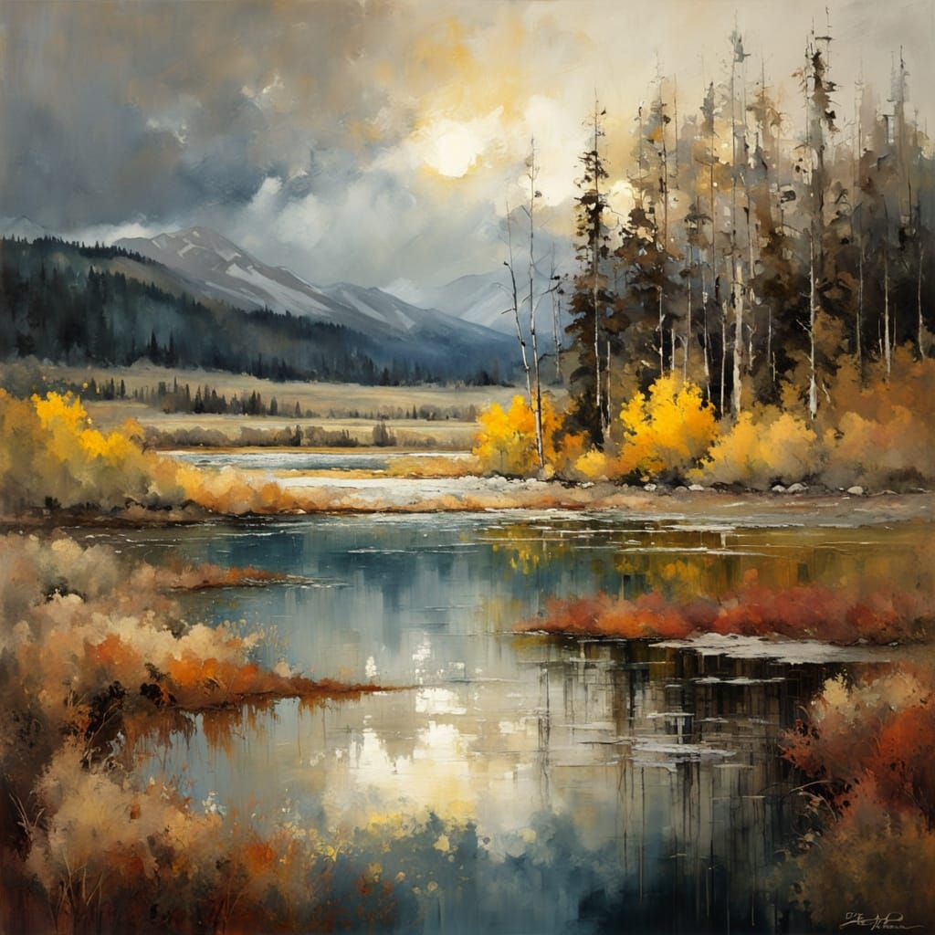 An ethereal and mystical landscape of Yellowstone Park with ...