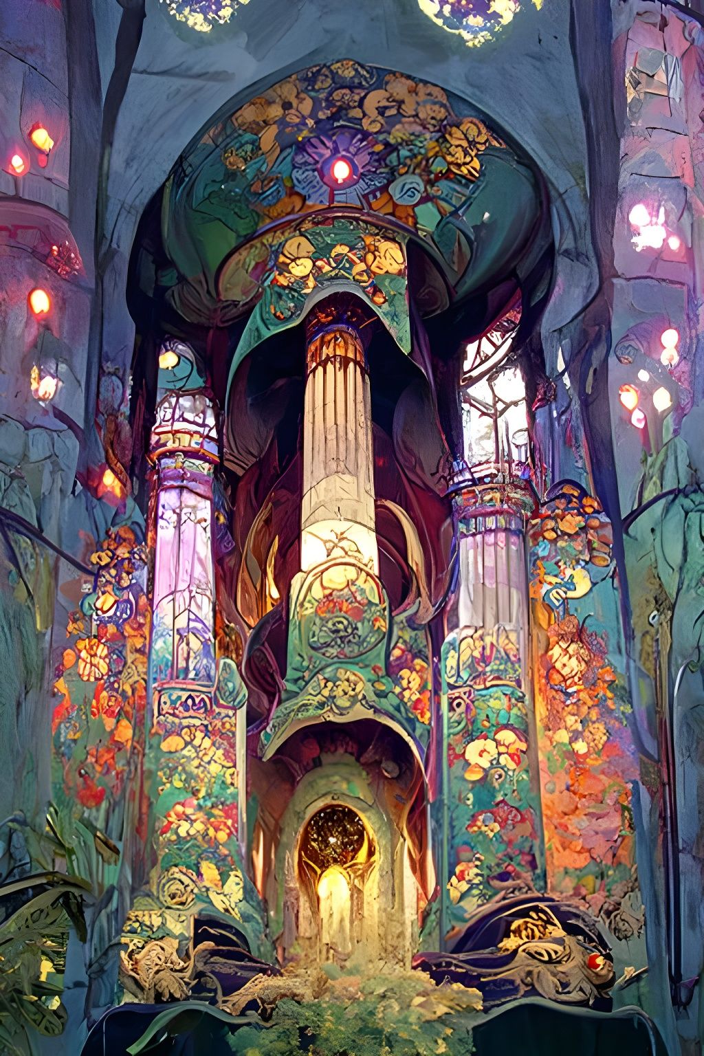 Magical Temple: Whimsical Art Nouveau Fairy Tale
