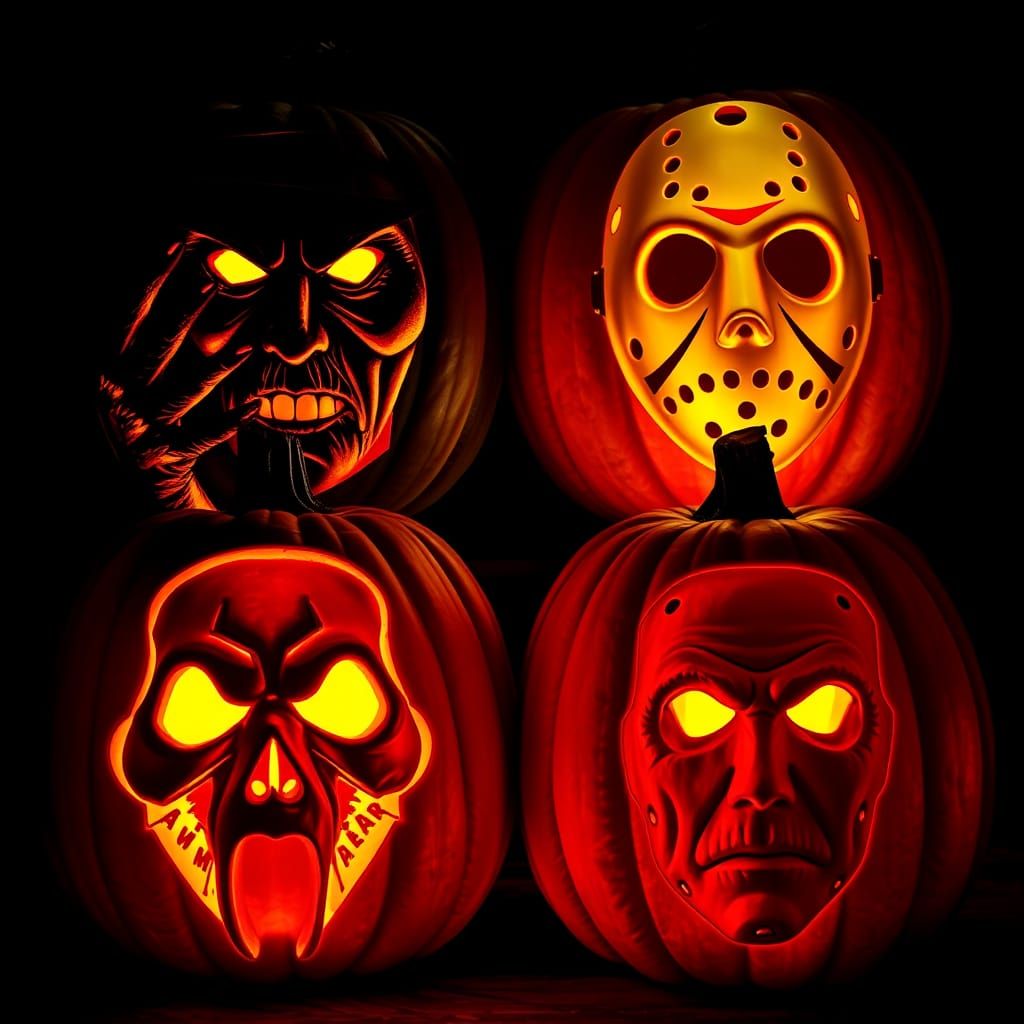 Horror Movie Pumpkins in Gothic Style