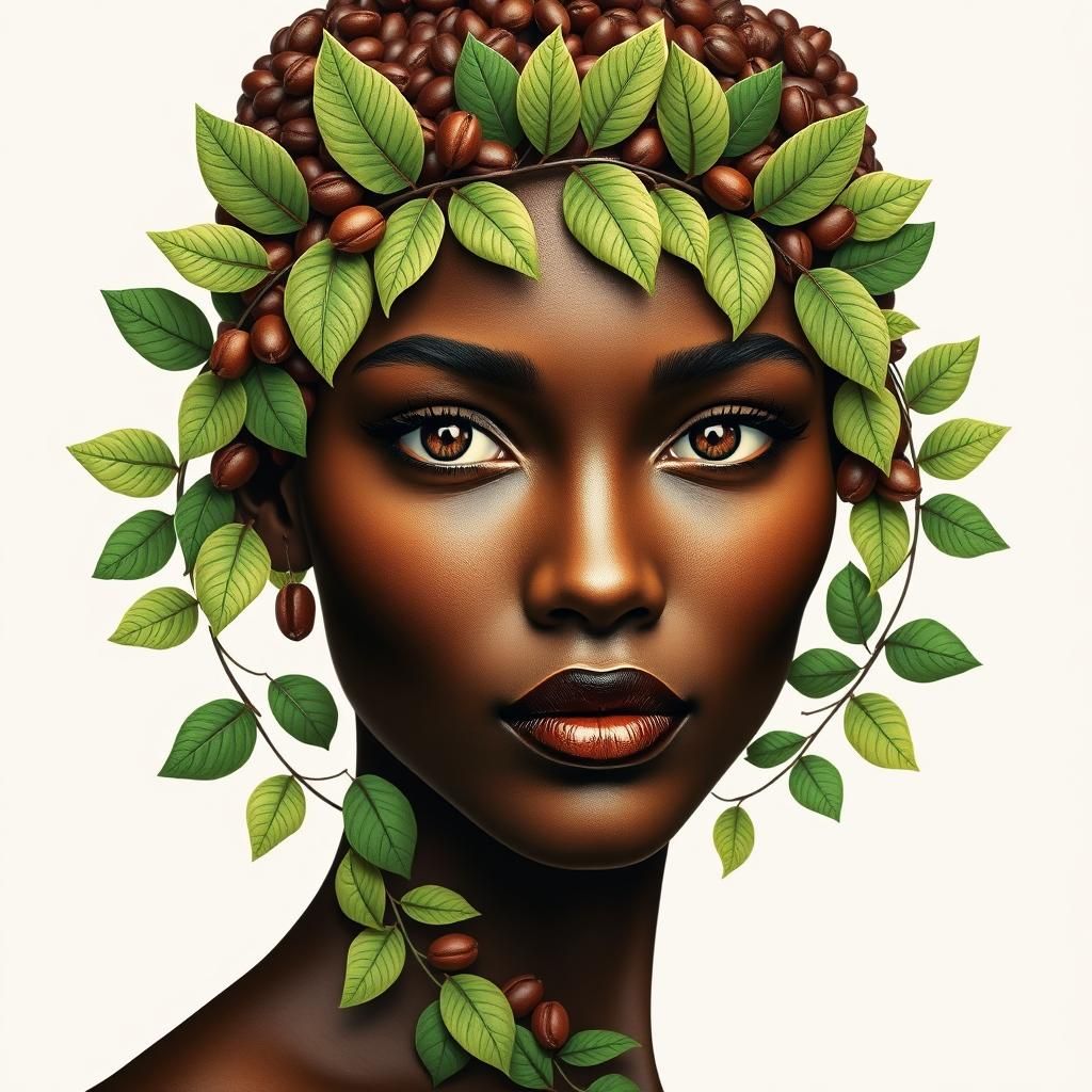 Coffee Bean Woman Portrait in Giuseppe Arcimboldo Style