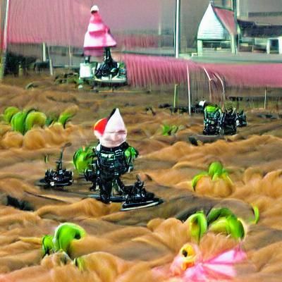 Alien Robot Gnomes Farming on Venus