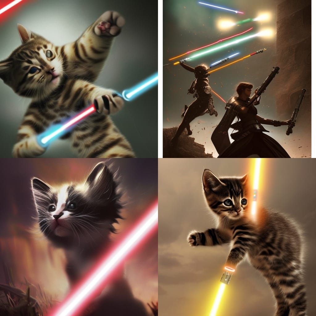 Epic Kitten Lightsaber Battle: Digital Matte Painting