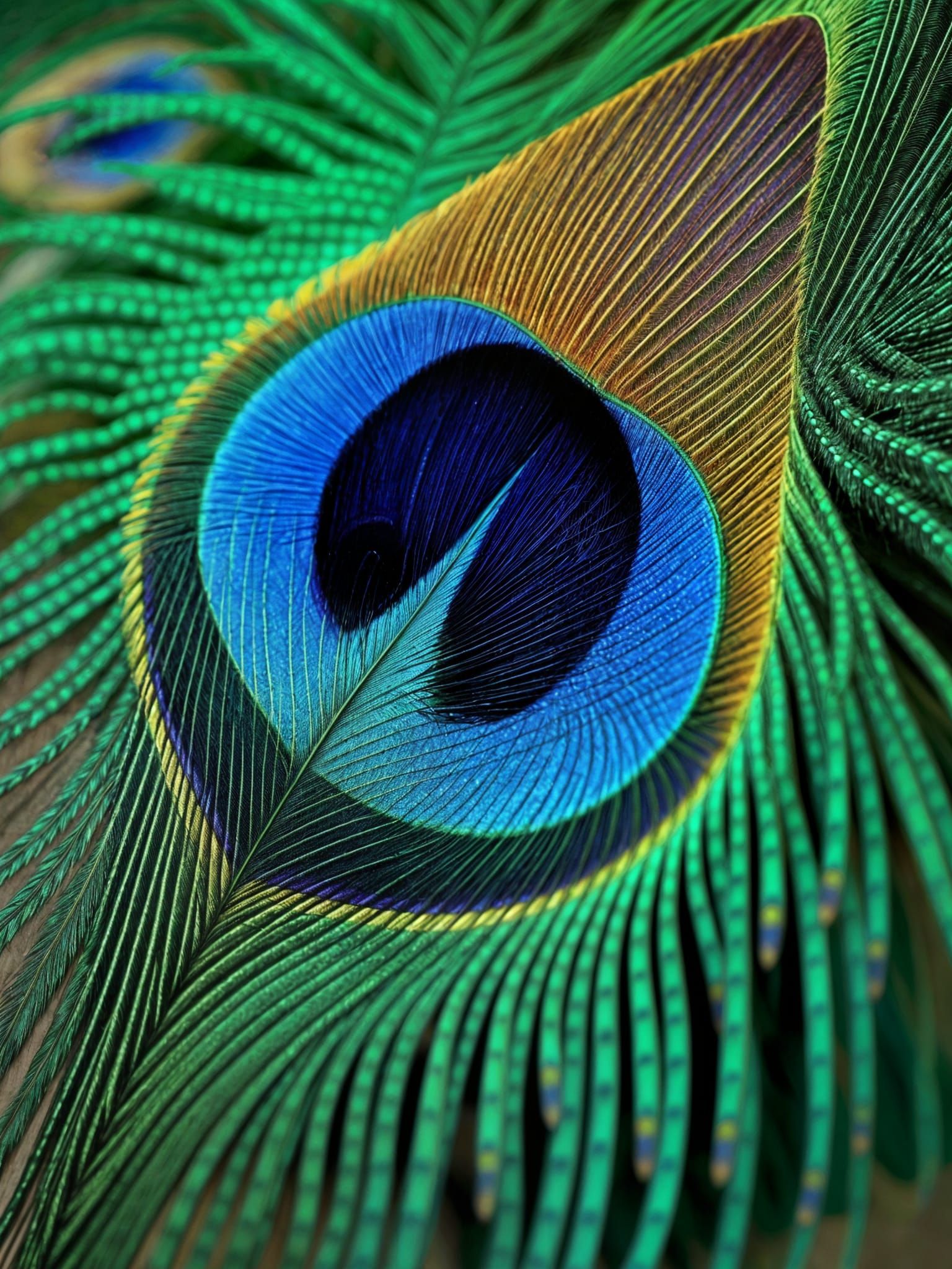 Close-Up of a Colorful Peacock Feather: Digital Art