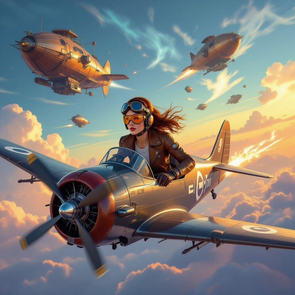 Female Pilot Soars Through Clockwork Sky