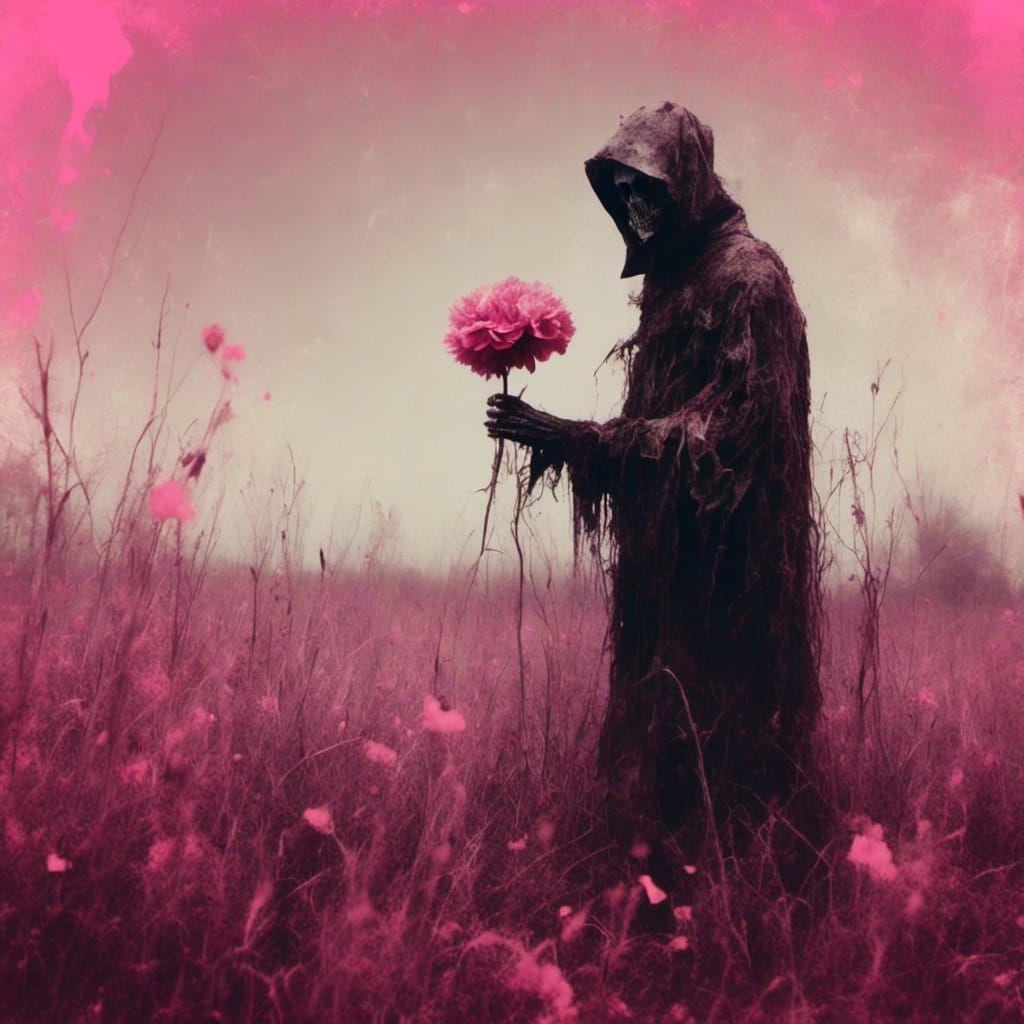 Dark Creature Selects Pink Flower