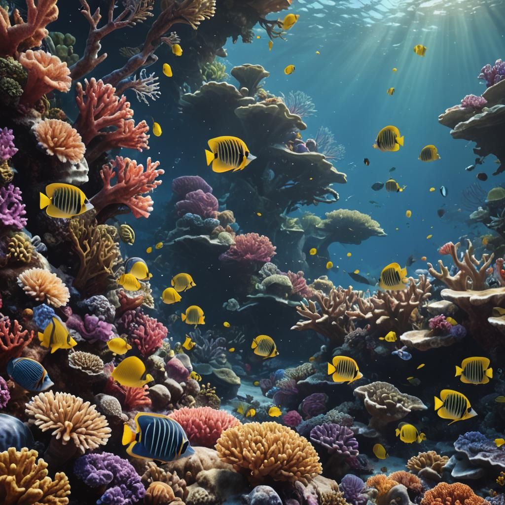 Butterfly Fish in Coral Reef: Fantasy Concept Art