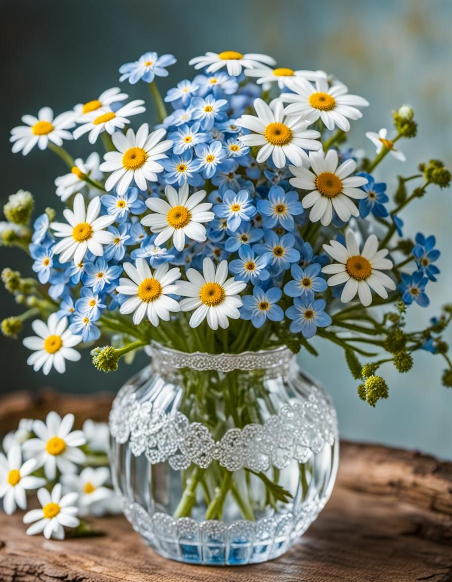 Nineteenth-Century Bouquet of Alpine Forget-Me-Nots