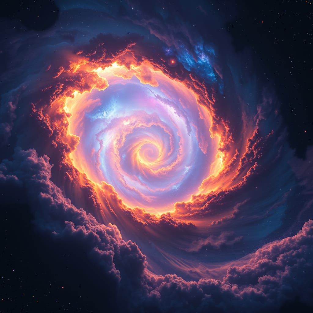 Iridescent Nebula Swirls in Cosmic Matte Painting