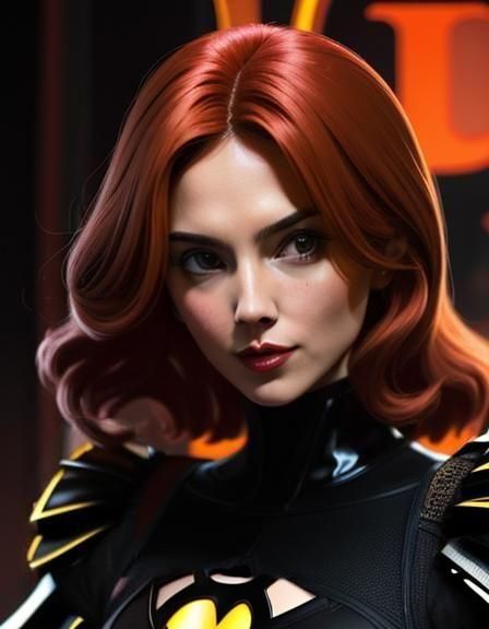 Vermillion-Brown Superhero in Science Fiction Comic Style