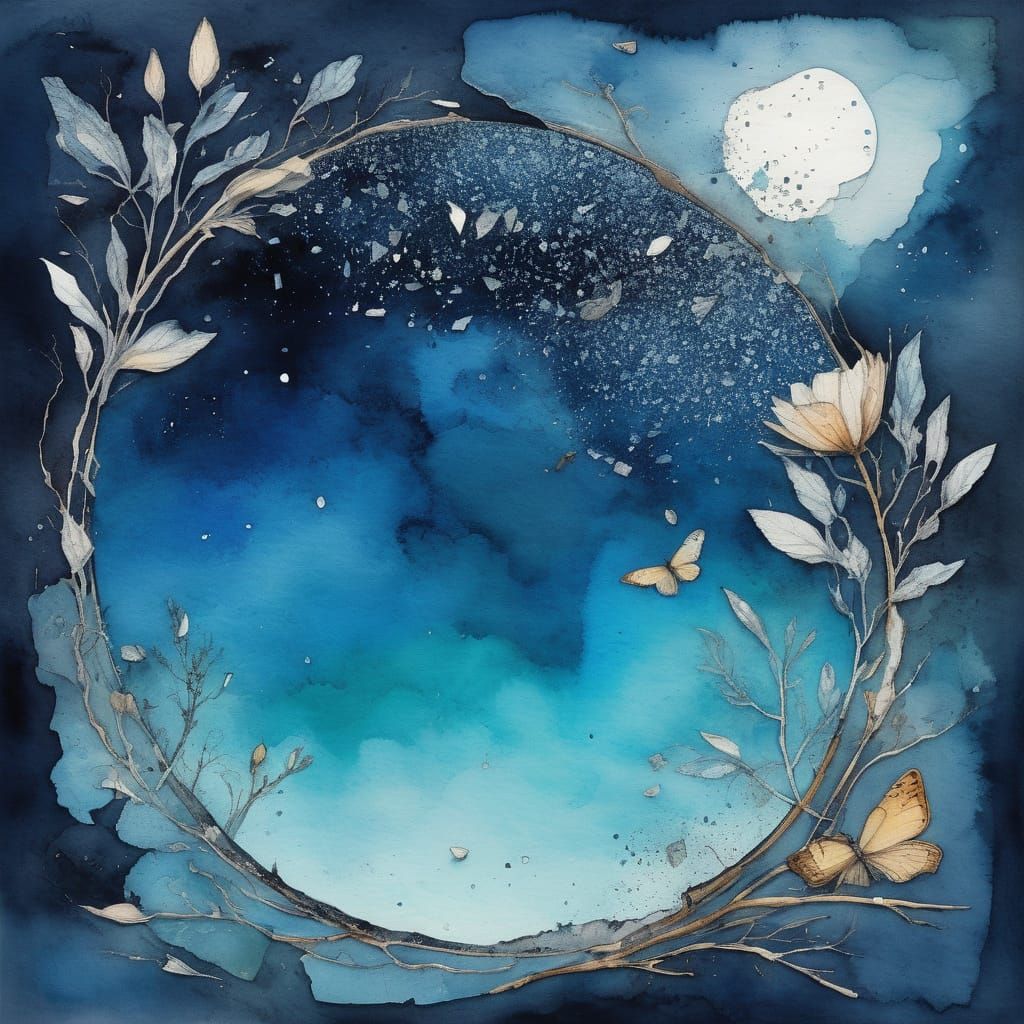 Moody Watercolour Poetry Art in Maximalist Style