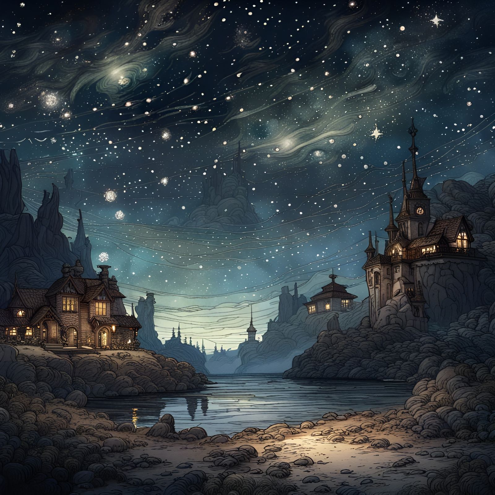 Fantastical Starry Sky Inspired by Arthur Rackham