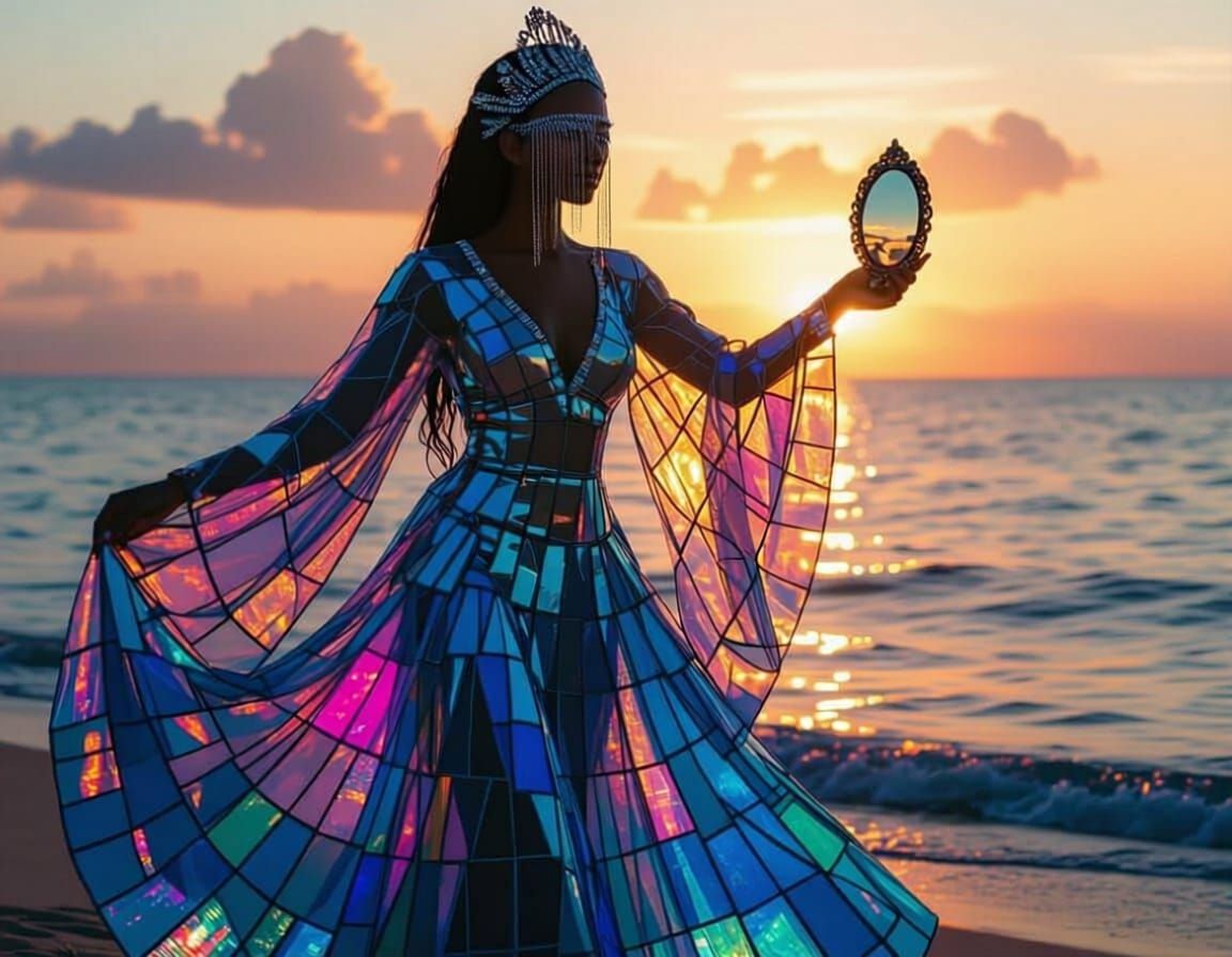 Orixá Dancing by Ocean at Sunset