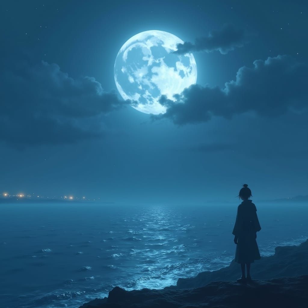 A Lonely Figure Stares Out to Sea at Dawn