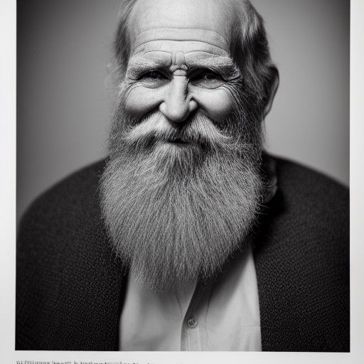 Portrait of a thin smiling old man with a long beard #01