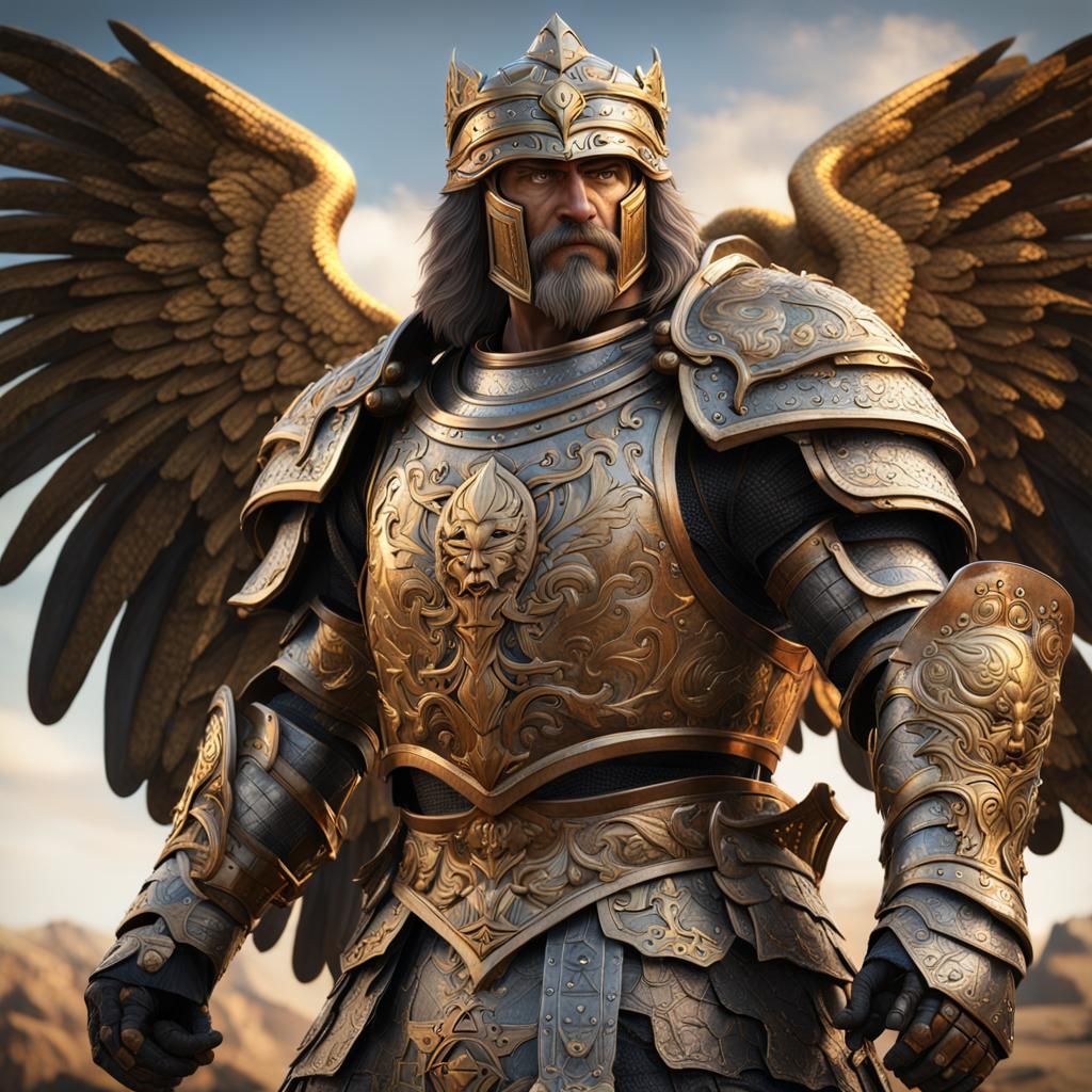 Holy Warrior in God's Armor Ready for Battle