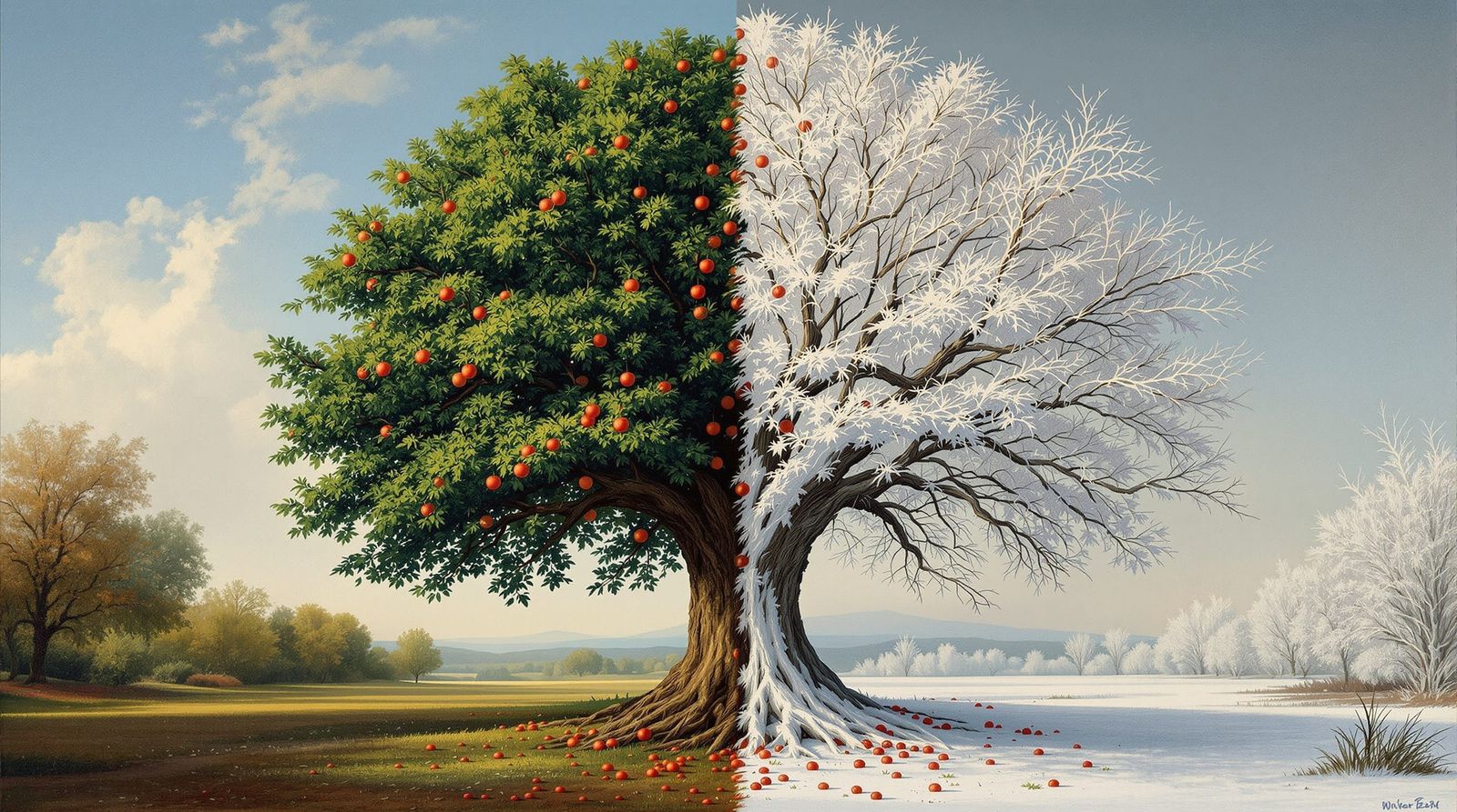 Tree of Seasons in Realist Style
