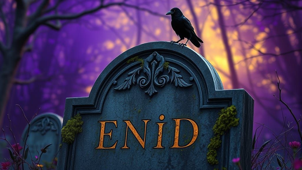 Enid's Gravestone: A Dark Fantasy Scene