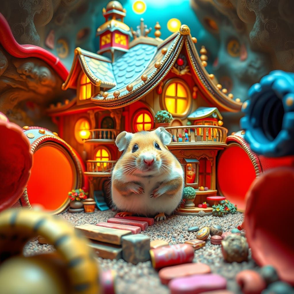 Hamster's Dream Home: Whimsical Storybook Illustration