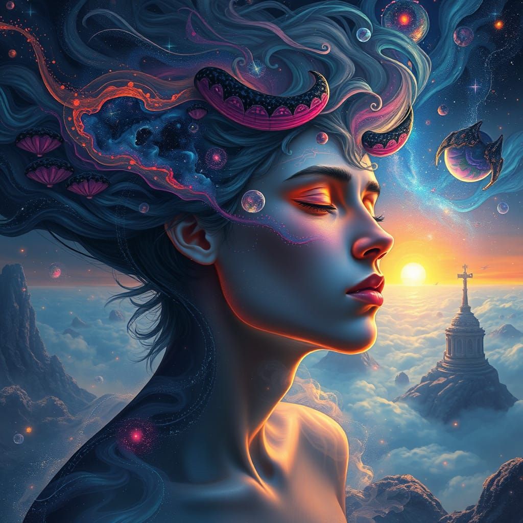 Ethereal Being Lost in Cosmic Reverie