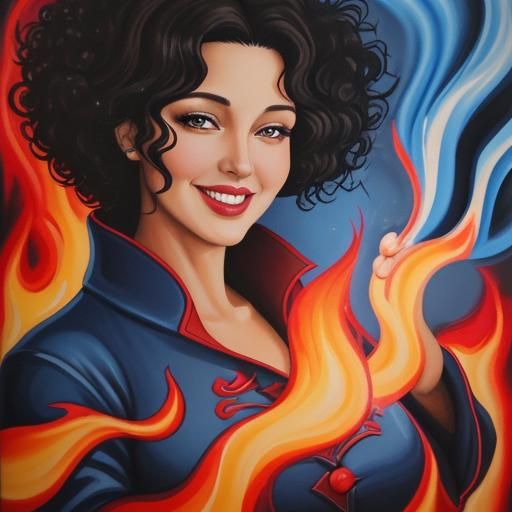 Flaming Gaze: A Gouache Portrait of Love