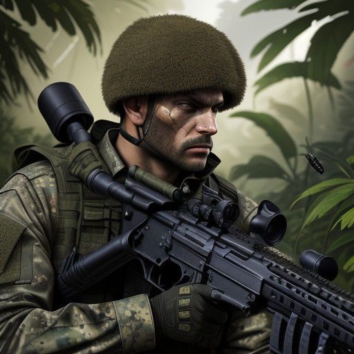 Gritty Jungle Sniper in Hyperrealistic Digital Art
