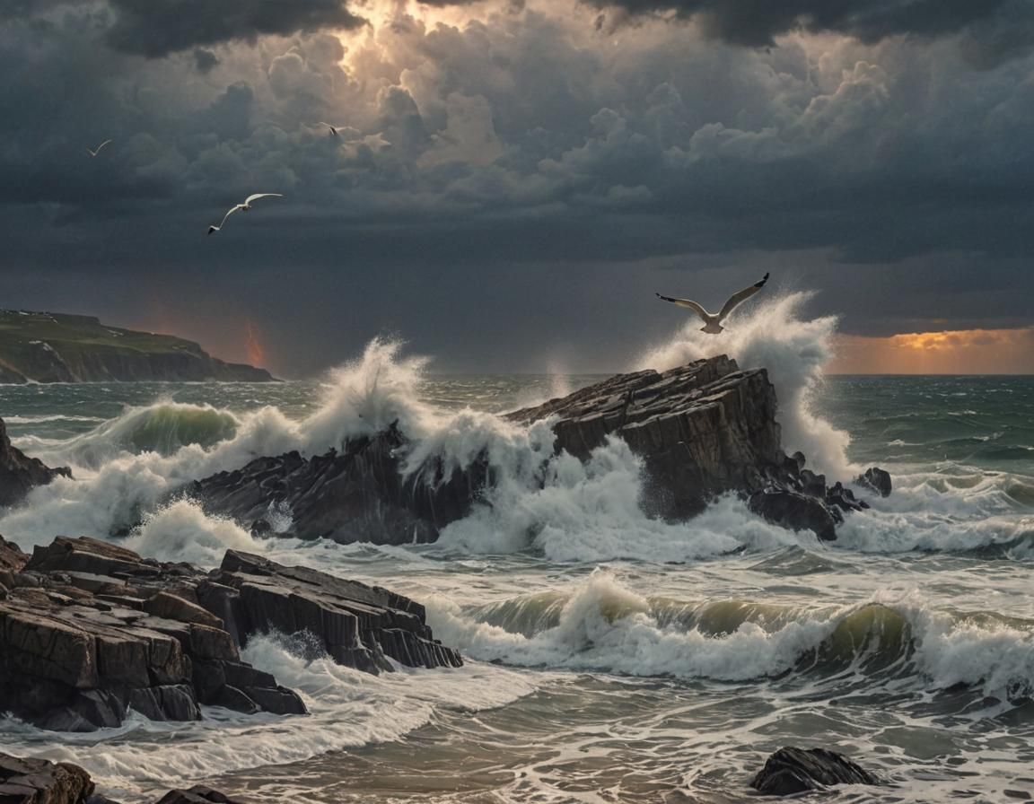 Epic Sunset Storm Over the Sea