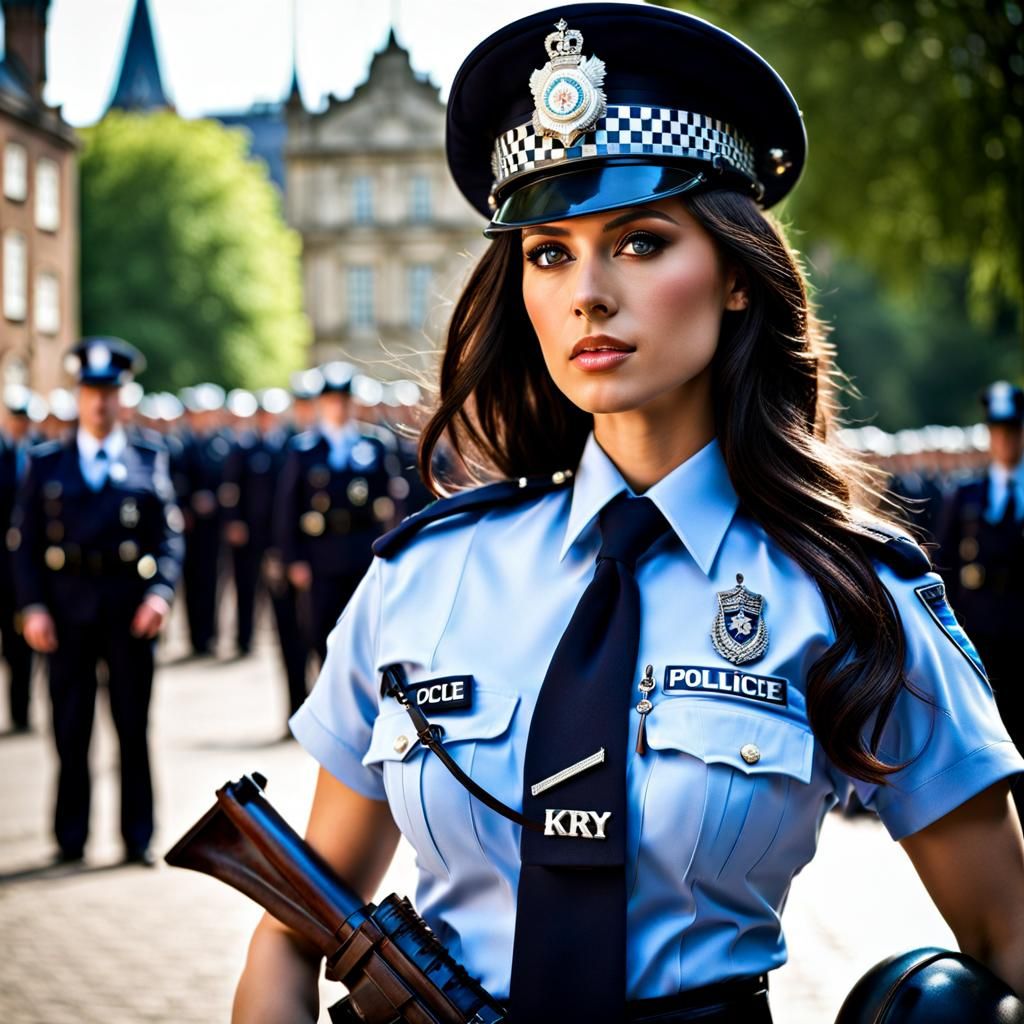 Beautiful British Policewoman Portrait in Sharp Focus