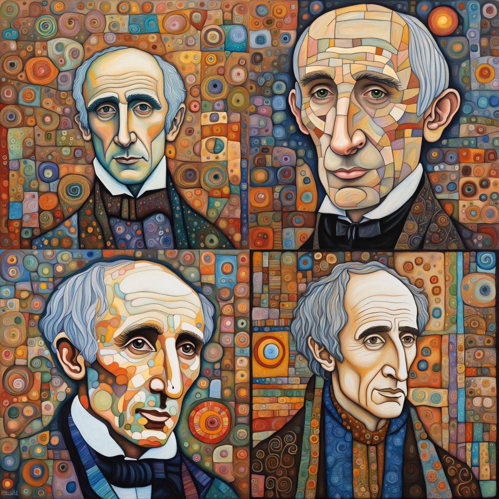 William Wordsworth Portrait in Folk Art Style