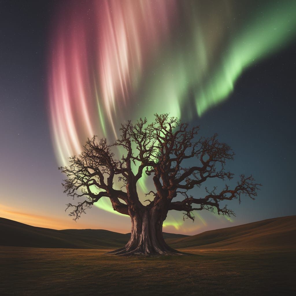 Aurora Borealis Erupts From Ancient Oak