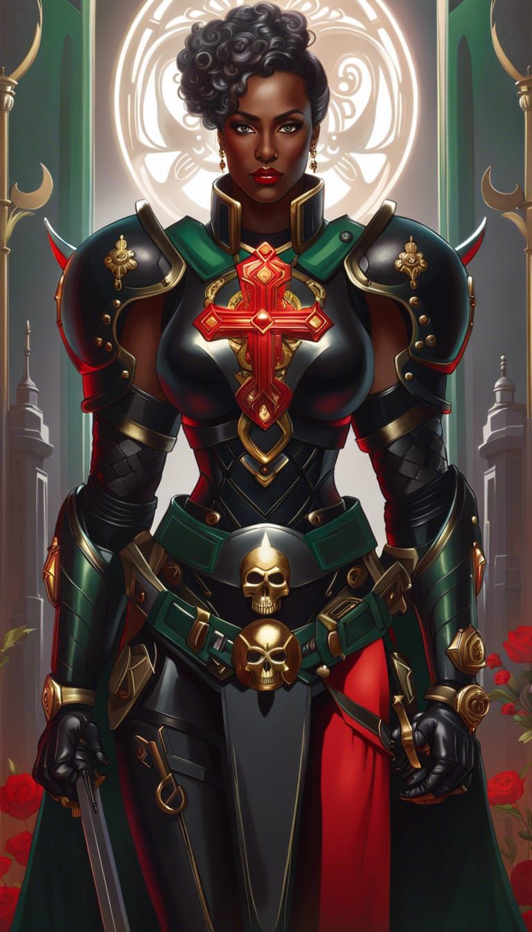 Woman in Sci-Fi Armor with Halo, Aetherpunk Art