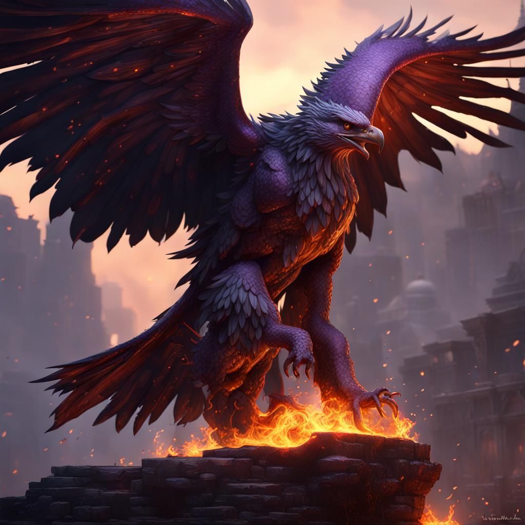 Fiery Steel Eagle: Dark Fantasy Concept Art