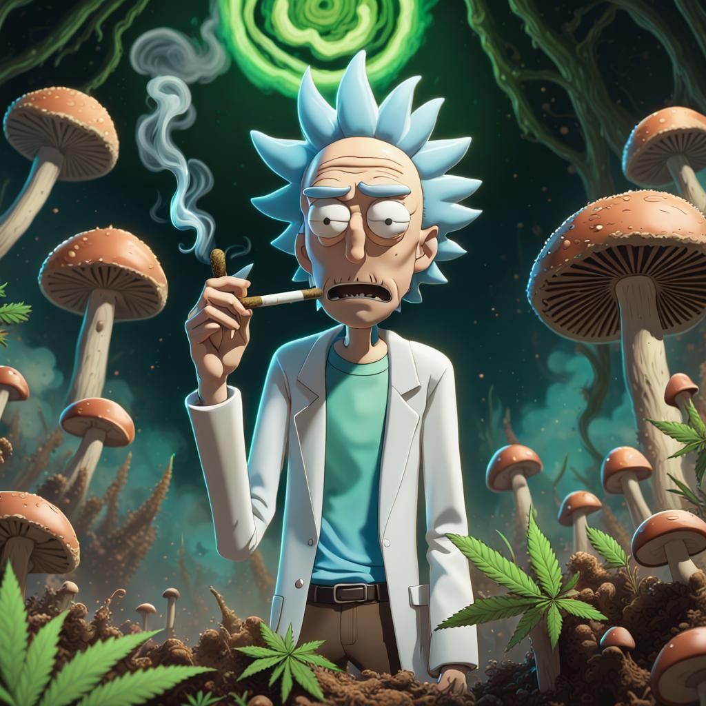 Rick and Morty Smoking Weed: Detailed Matte Painting