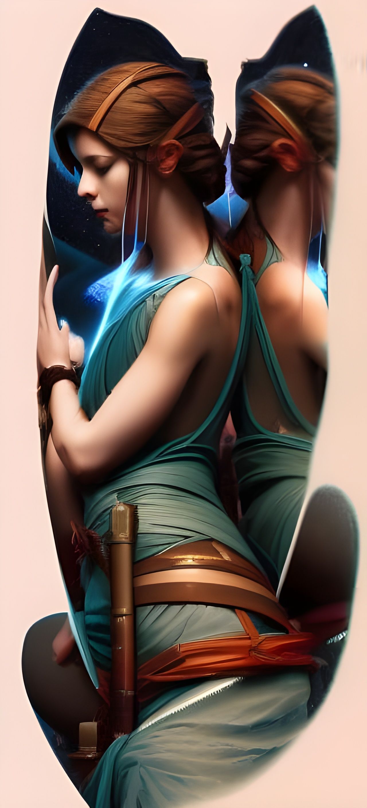 Intertwined Portrait in Maximalist Digital Art Style