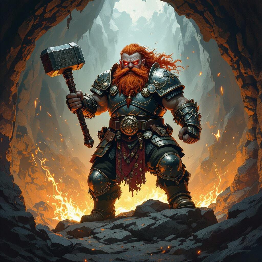 Red-Haired Dwarf Warrior on Treasure Mountain