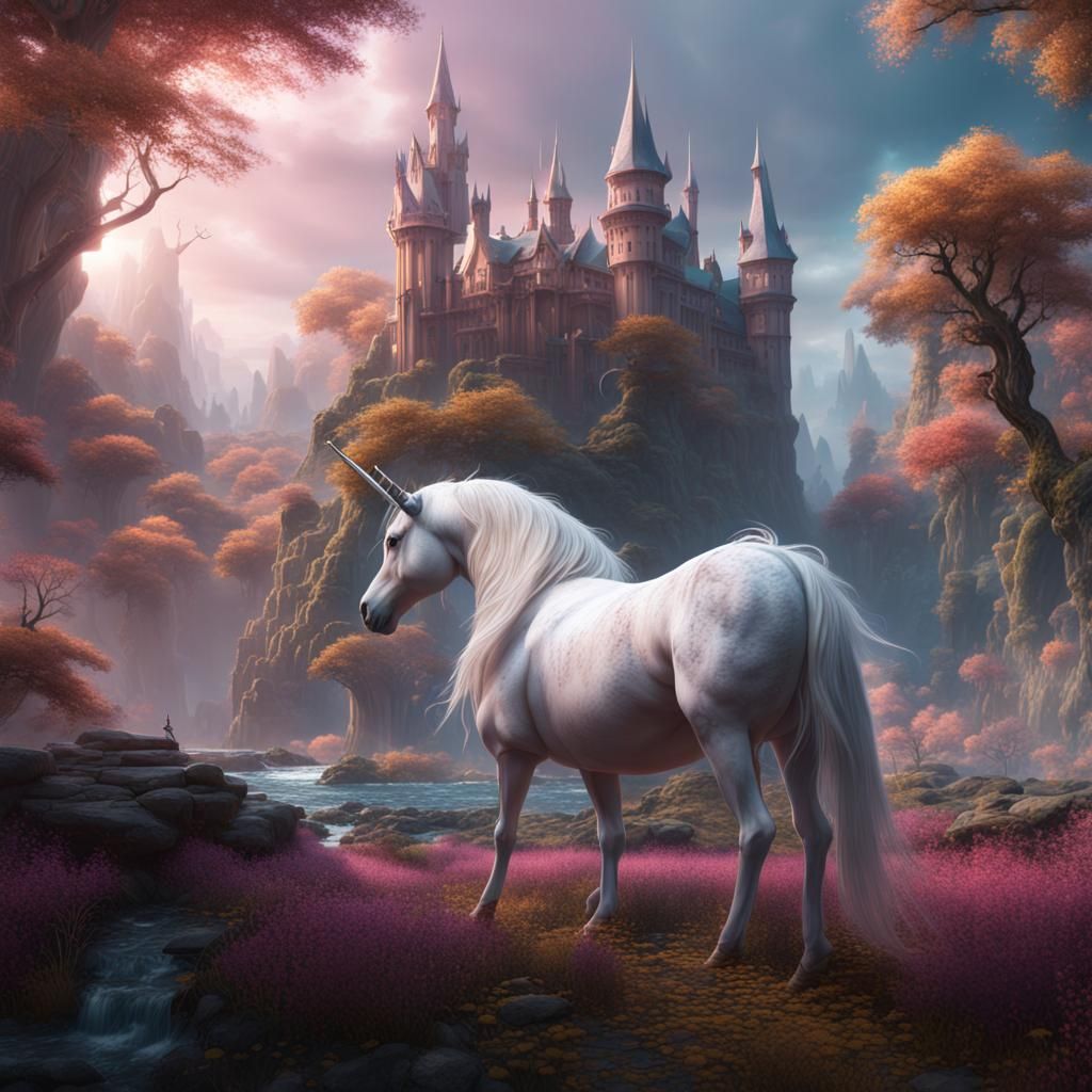 Fantastical Unicorns in Detailed Matte Painting