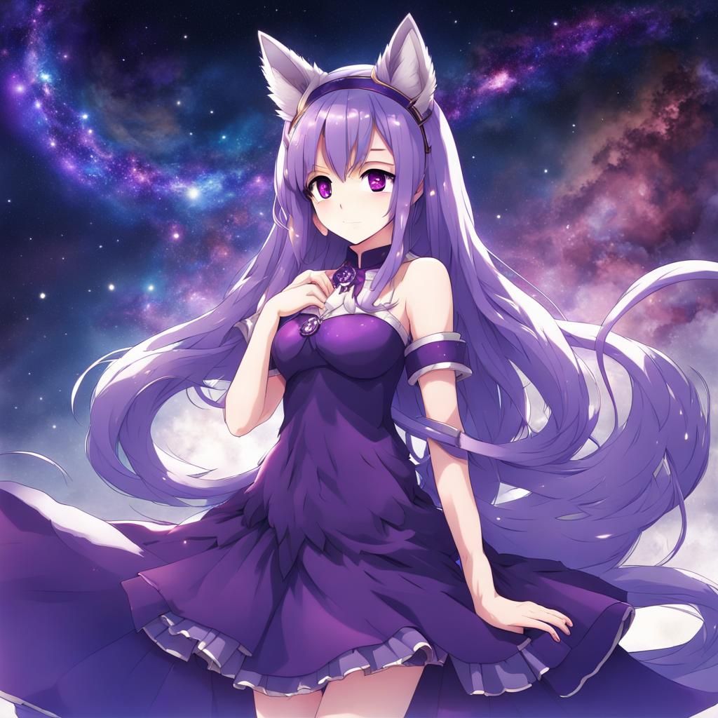 Anime Girl with Wolf Features and Galaxy Eyes