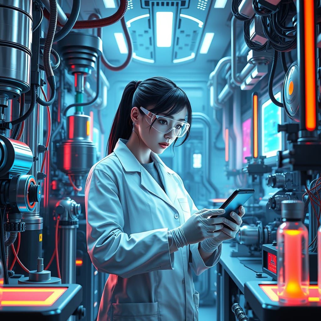 High-Tech Scientist in Futuristic Laboratory