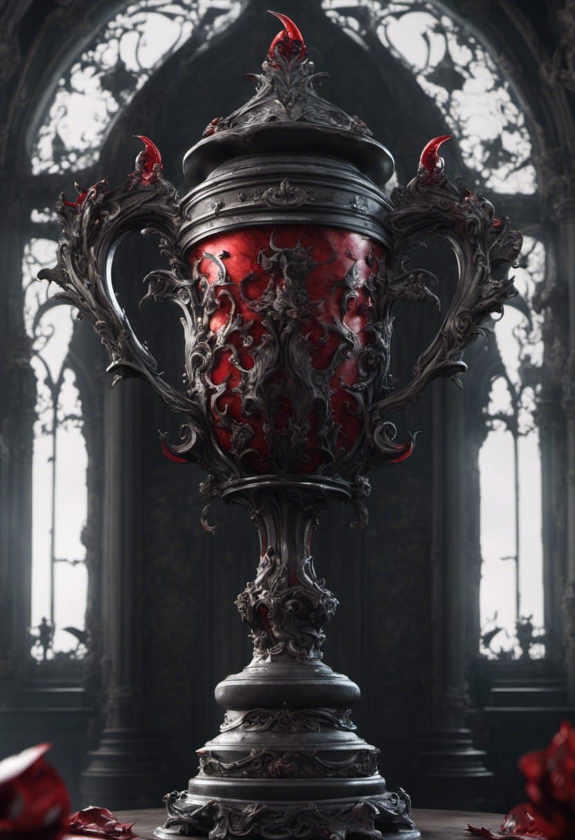 Baroque Gothic Trophy with Bats and Ruby