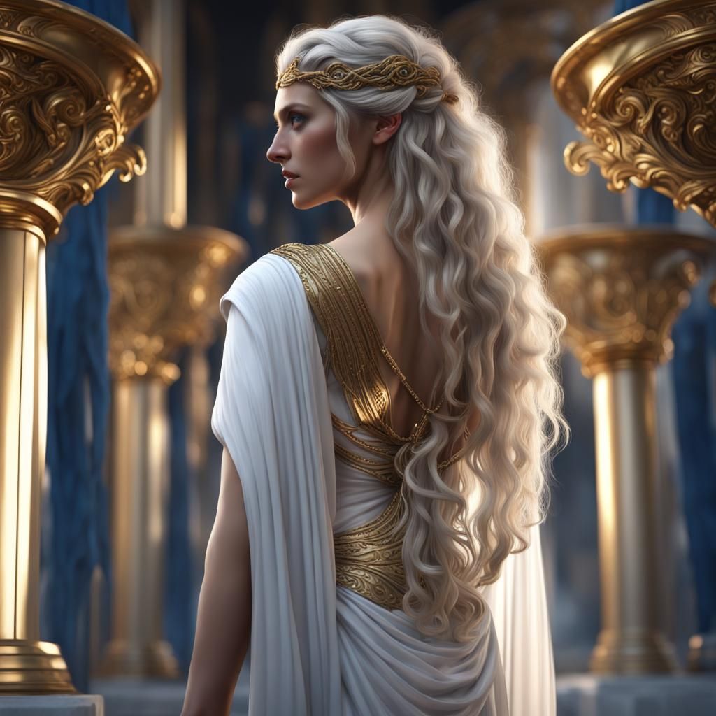 Ancient Greek Woman with Golden Hair, Fantasy Art