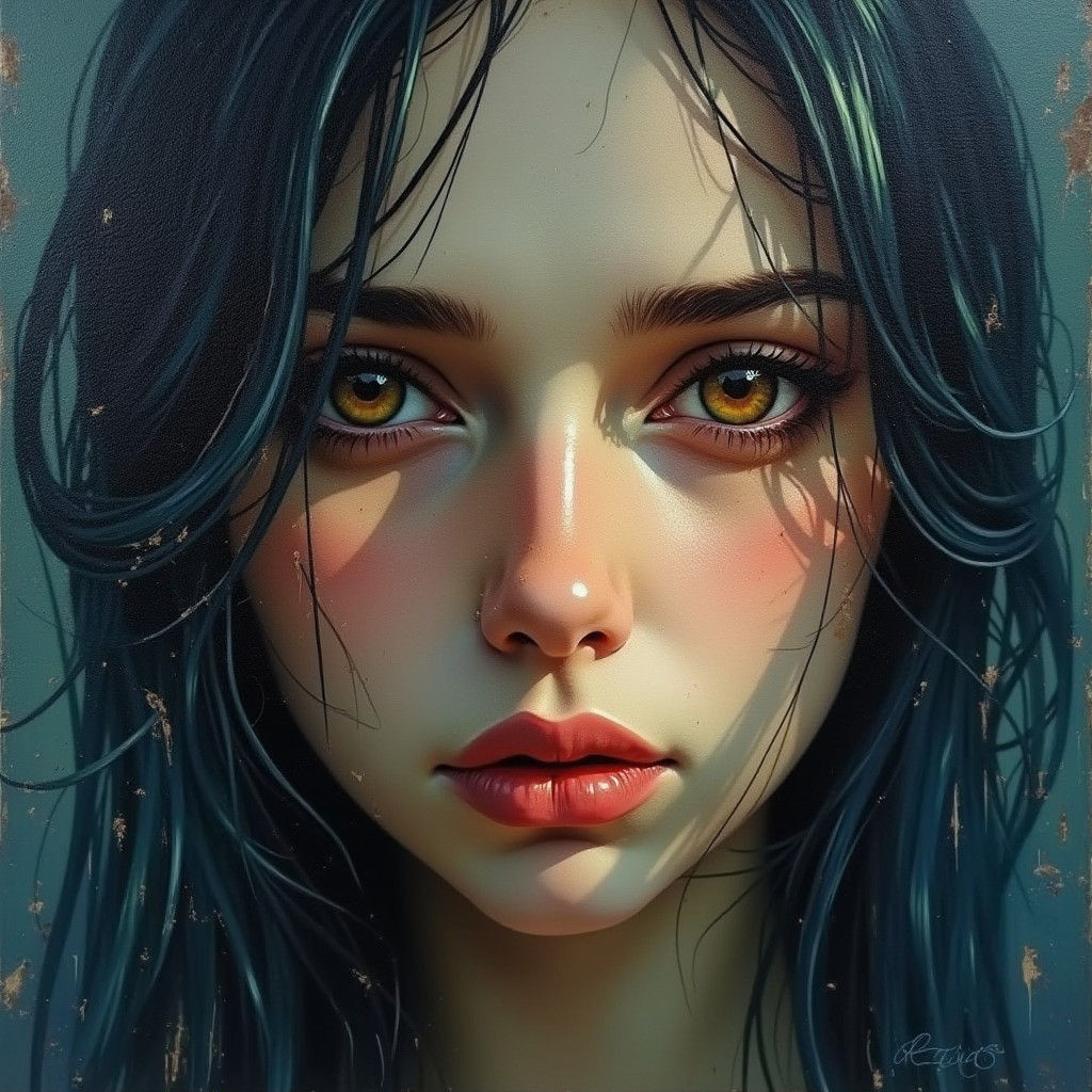 Emotional Female Figure as Impasto Watercolour