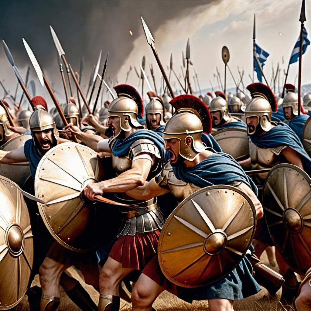 Greek Phalanx Battlefield Panorama in Classic Style