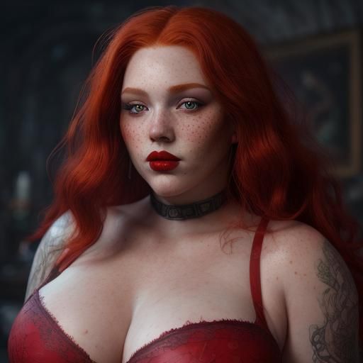 Redhead with Freckles in Detailed Fantasy Art