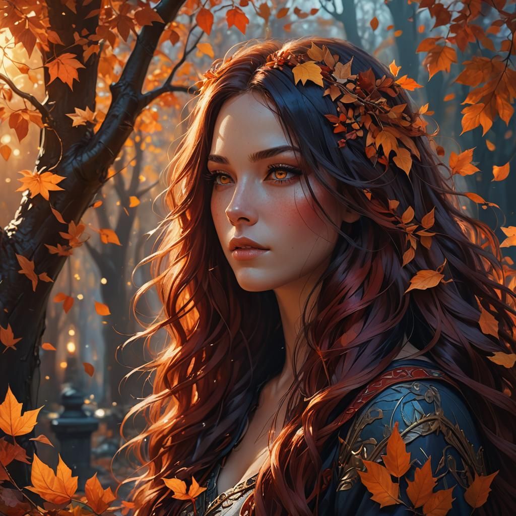 Autumn Fantasy: Woman in Cozy, Warm Light