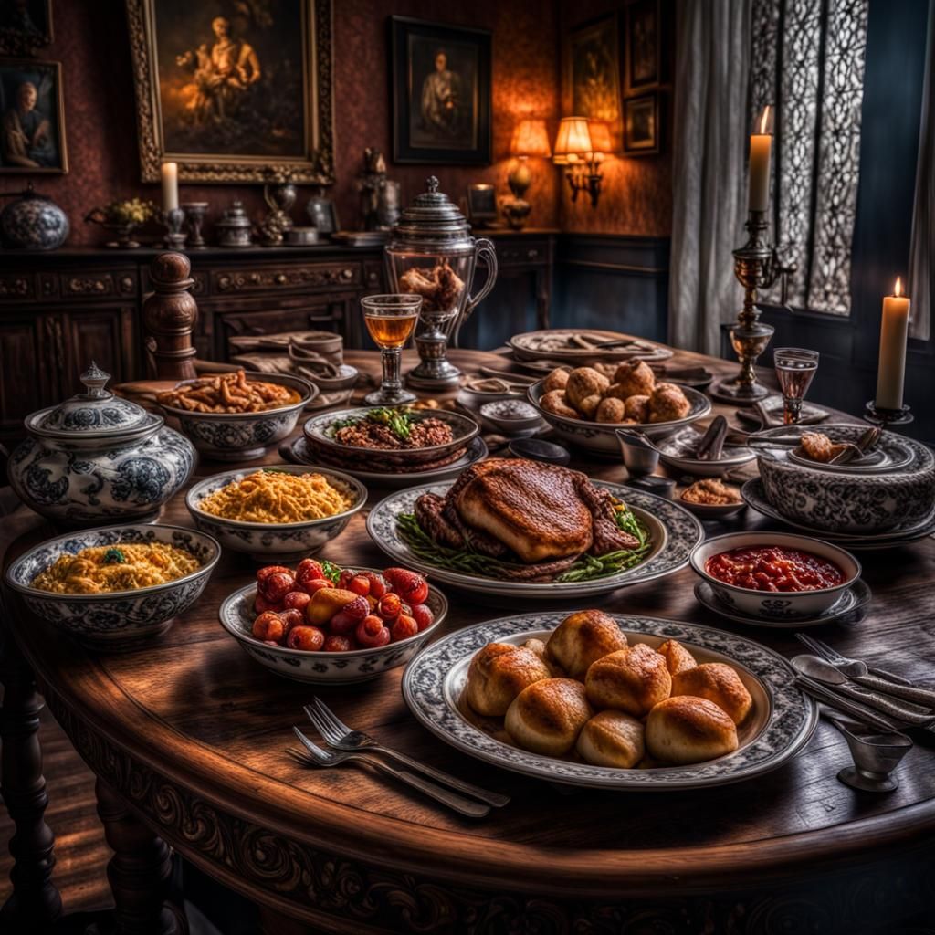 Hyperrealistic Sumpteous Repast in High Definition