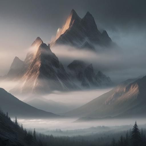 Misty Mountain Landscape: Epic Digital Matte Painting