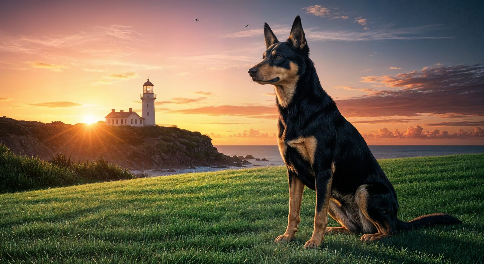 Australian Kelpie Dog Portrait at Sunrise
