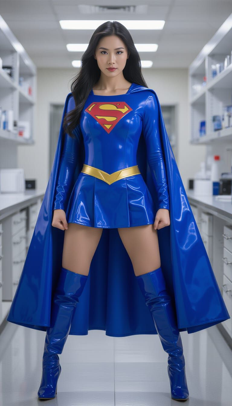 Chinese Superhero Superwoman Blue Star in Lab