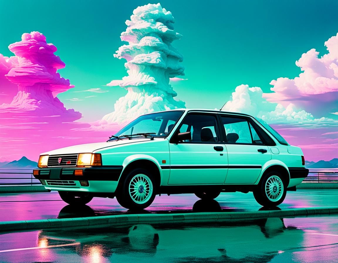 Fiat Regata Turbo Diesel in Vaporwave Style