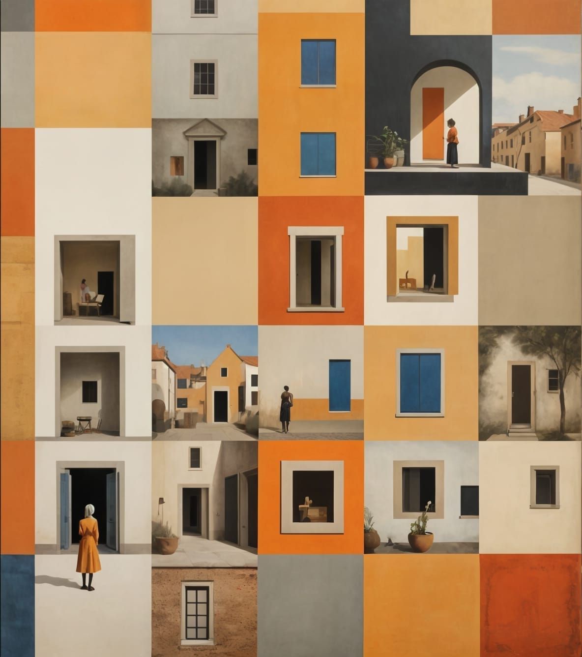 Vibrant Mashup of Art Styles in Orange Hues