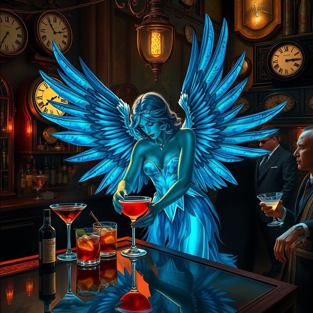 Art Deco Angel in 1920s Speakeasy
